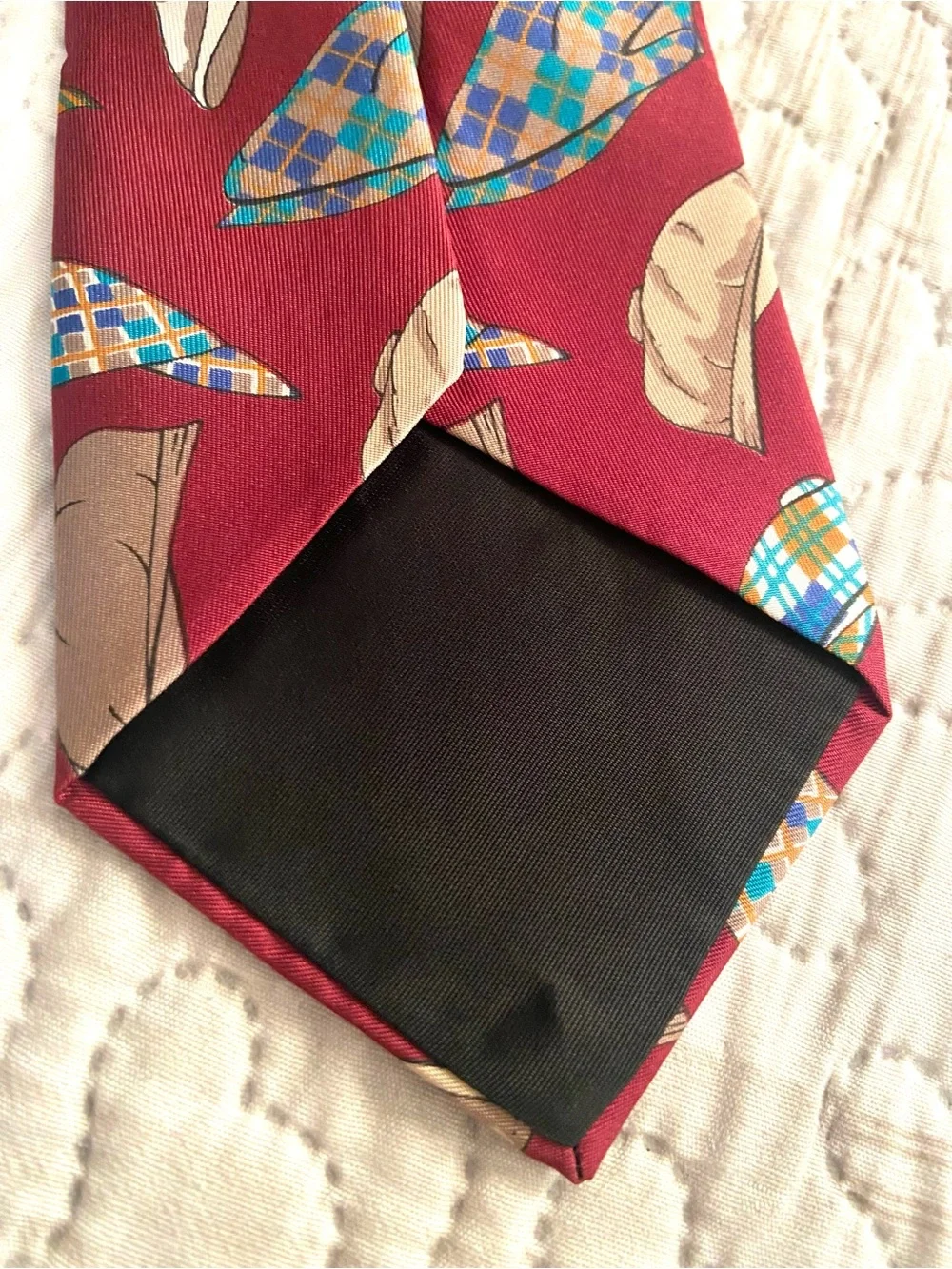 Lambucci 100% Silk Flat Cap Tie Burgandy